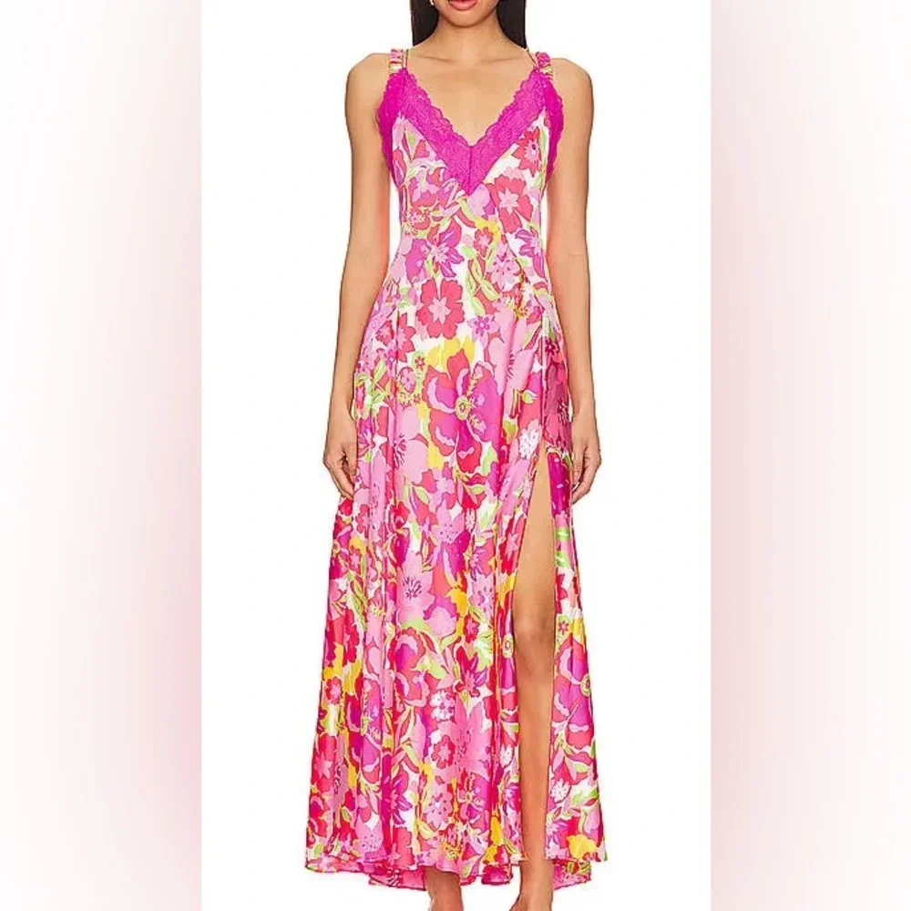 Free People All A Bloom Floral Maxi Dress NWOT Neon Pop Floral small
